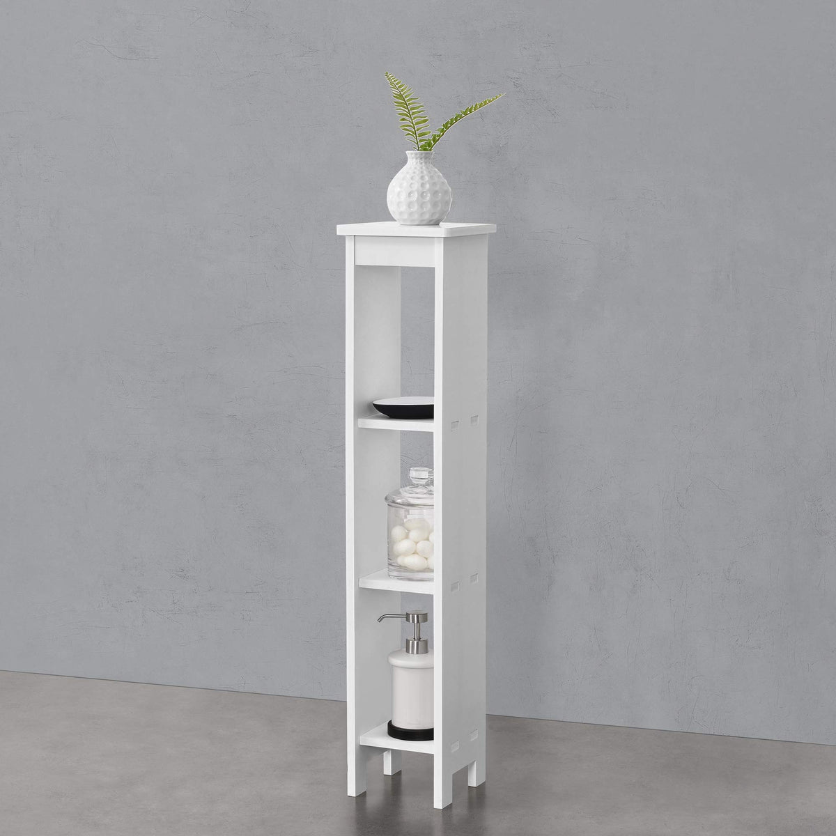 [en.casa] Standregal Arvika 80x17x17cm Nischenregal aus WPC Bücherregal 3 Ablagen Weiß