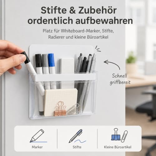 Magnetischer Stiftehalter Transparent, Magnetischer Stiftehalter Durchsichtig, aus Transparentem Pvc, Leicht und Einfach für Zuhause und Aktenschränke (3pc)