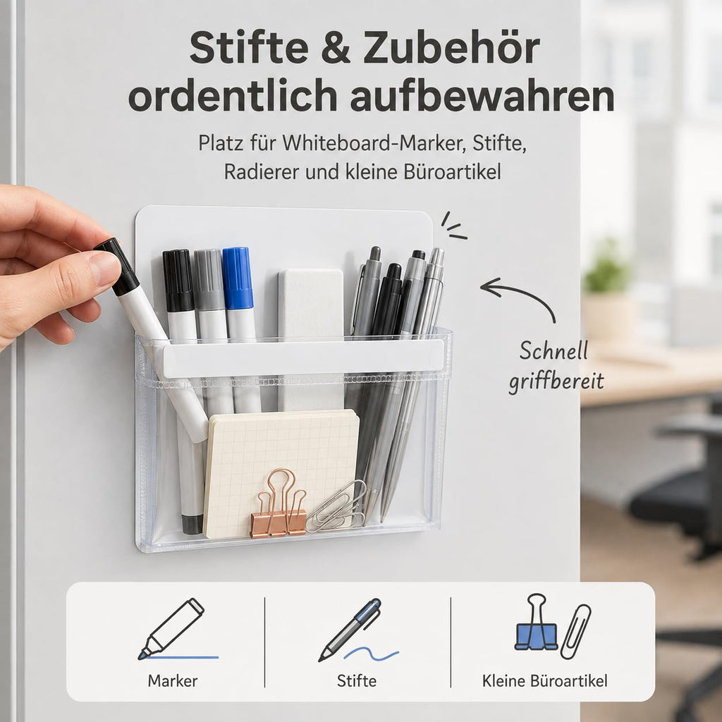 Magnetischer Stiftehalter Transparent, Magnetischer Stiftehalter Durchsichtig, aus Transparentem Pvc, Leicht und Einfach für Zuhause und Aktenschränke (3pc)