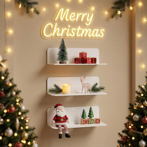 OAPRIRE Wandregal Weiß 2er-Set - Einfaches Erweitern der Wandfläche - Längen 22.9cm Acryl Regal ohne Bohren für Schlafzimmer, Bad, Küche, Wohnzimmer, Büro, Spielzimmer, mit Kabelclips