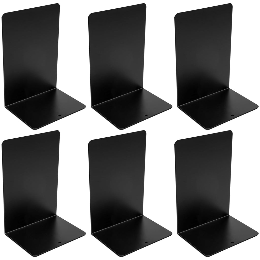 6 Stück Buchstütze aus Metall, Buchhalter Regal mit Rutschfester Matte