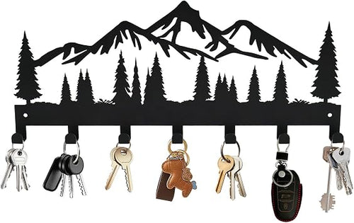 Schlüsselhalter für die Wand | Metall-Schlüsselhalter Haken Organizer Rack | Metall-Schlüssel-Organizer Wand dekorativ mit 7 Haken für Eingang, Haustür, Flur, Küche, Büro(Berg)