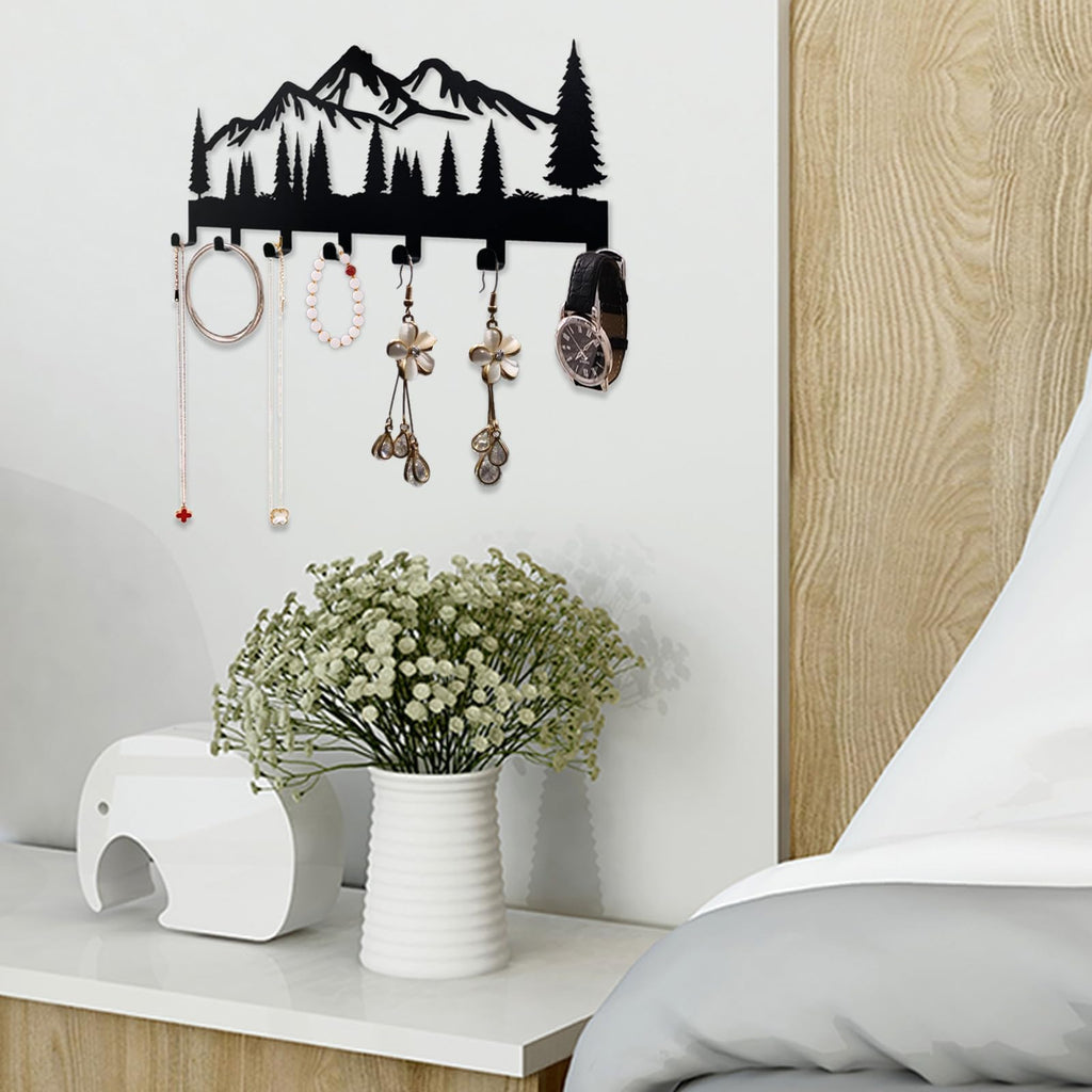 Schlüsselhalter für die Wand | Metall-Schlüsselhalter Haken Organizer Rack | Metall-Schlüssel-Organizer Wand dekorativ mit 7 Haken für Eingang, Haustür, Flur, Küche, Büro(Berg)