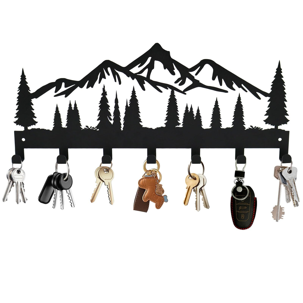 Schlüsselhalter für die Wand | Metall-Schlüsselhalter Haken Organizer Rack | Metall-Schlüssel-Organizer Wand dekorativ mit 7 Haken für Eingang, Haustür, Flur, Küche, Büro(Berg)