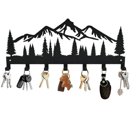 Schlüsselhalter für die Wand | Metall-Schlüsselhalter Haken Organizer Rack | Metall-Schlüssel-Organizer Wand dekorativ mit 7 Haken für Eingang, Haustür, Flur, Küche, Büro(Berg)