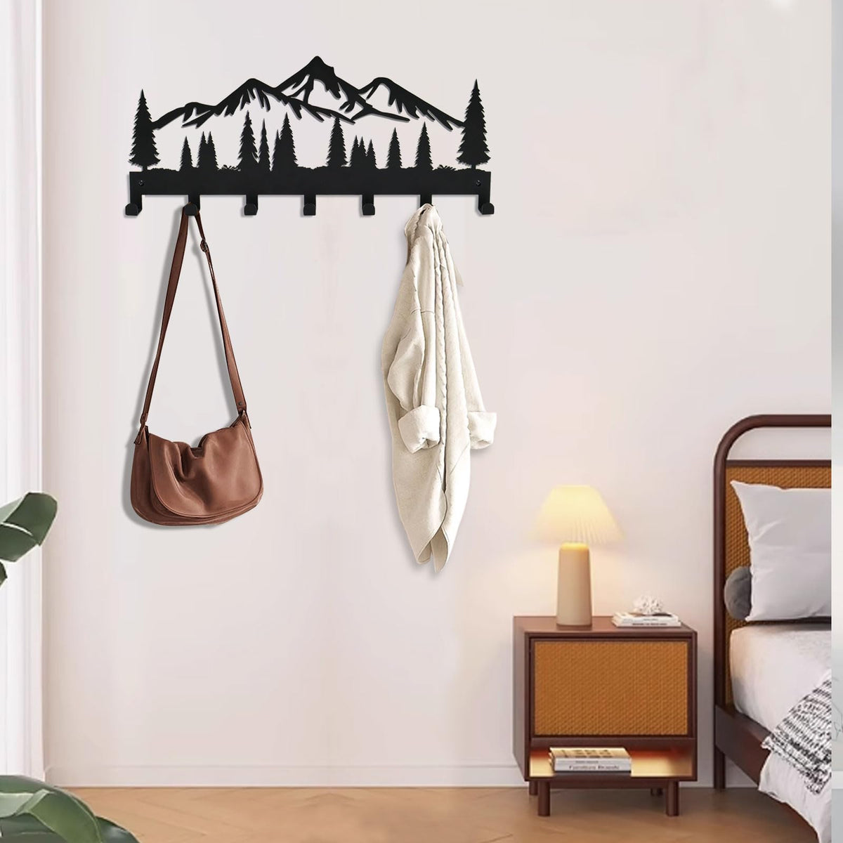 Schlüsselhalter für die Wand | Metall-Schlüsselhalter Haken Organizer Rack | Metall-Schlüssel-Organizer Wand dekorativ mit 7 Haken für Eingang, Haustür, Flur, Küche, Büro(Berg)