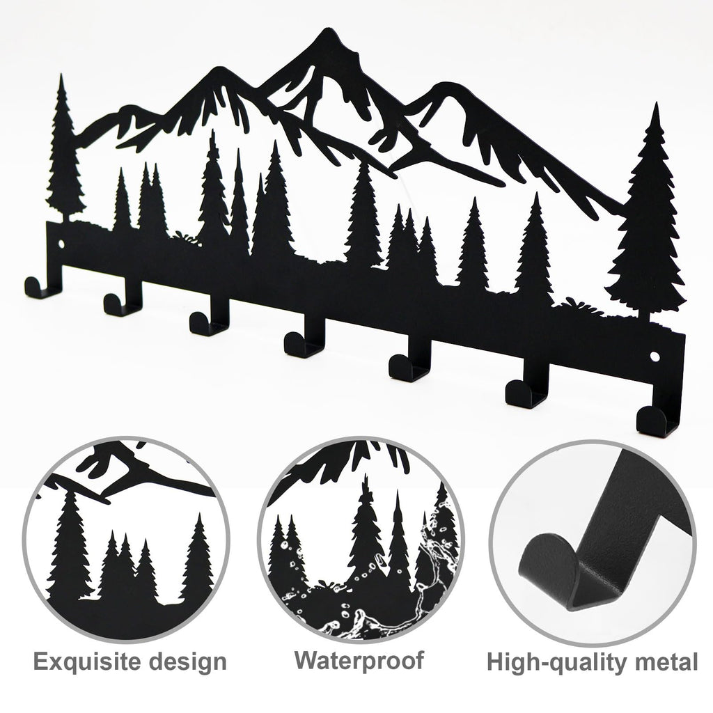 Schlüsselhalter für die Wand | Metall-Schlüsselhalter Haken Organizer Rack | Metall-Schlüssel-Organizer Wand dekorativ mit 7 Haken für Eingang, Haustür, Flur, Küche, Büro(Berg)