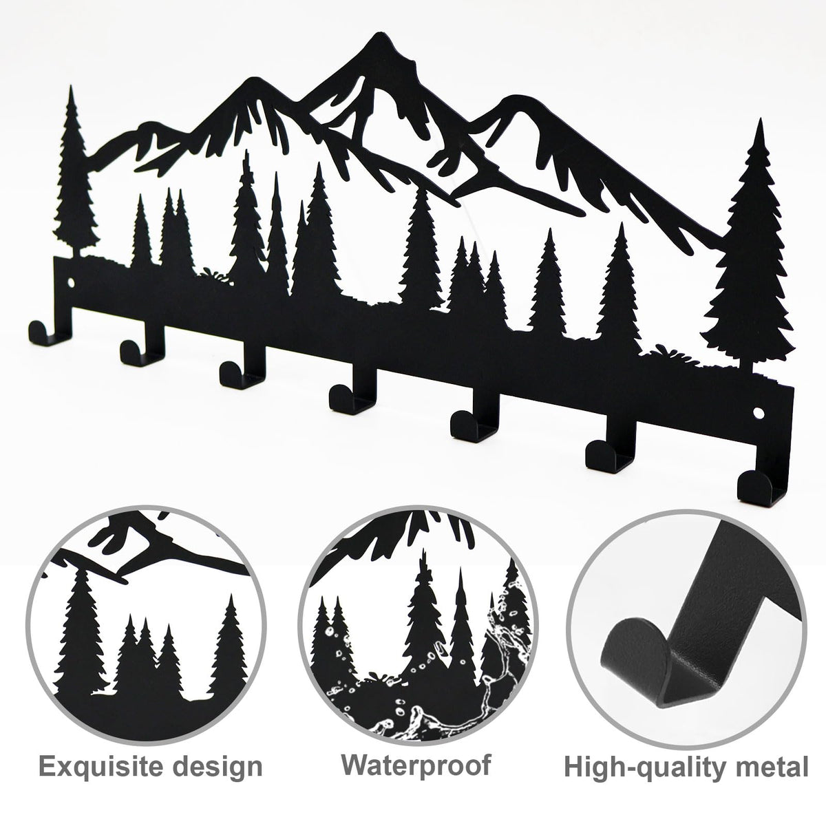 Schlüsselhalter für die Wand | Metall-Schlüsselhalter Haken Organizer Rack | Metall-Schlüssel-Organizer Wand dekorativ mit 7 Haken für Eingang, Haustür, Flur, Küche, Büro(Berg)