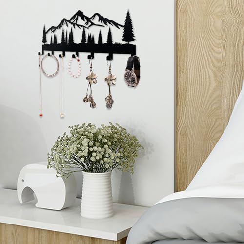 Schlüsselhalter für die Wand | Metall-Schlüsselhalter Haken Organizer Rack | Metall-Schlüssel-Organizer Wand dekorativ mit 7 Haken für Eingang, Haustür, Flur, Küche, Büro(Berg)