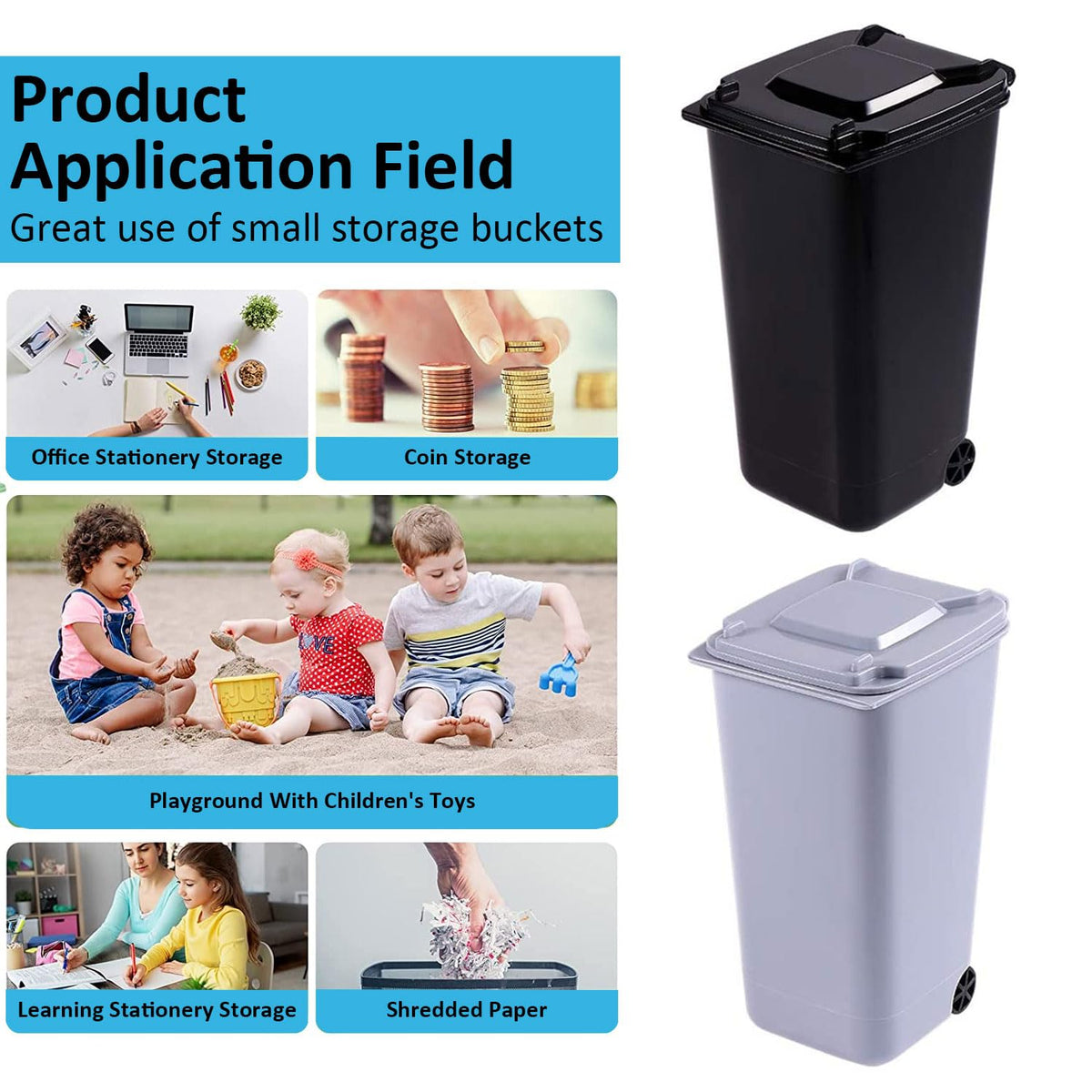 2 Stück Mini Plastik Tisch Mülltonne mit Schwingdeckel und Räder, Mini Abfalleimer Tischabfalleimer Desktop Mülleimer, Schreibtisch Organizer für Büro Frisiertisch Schlafzimmer Artikel