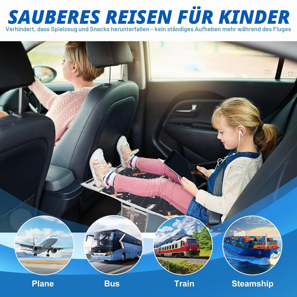 Flugzeugbett Baby 76x44,5 cm, Flugzeug Sitzverlängerung Kinder, Kinder Flugzeug Hängematte Tragbar, für Flugreisen Auto