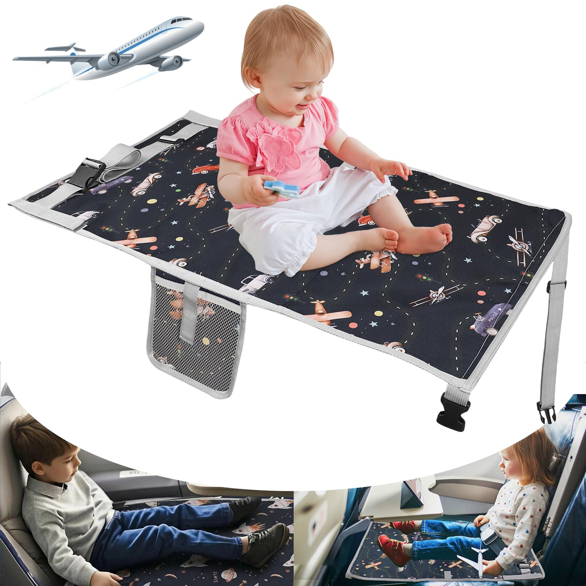 Flugzeugbett Baby 76x44,5 cm, Flugzeug Sitzverlängerung Kinder, Kinder Flugzeug Hängematte Tragbar, für Flugreisen Auto