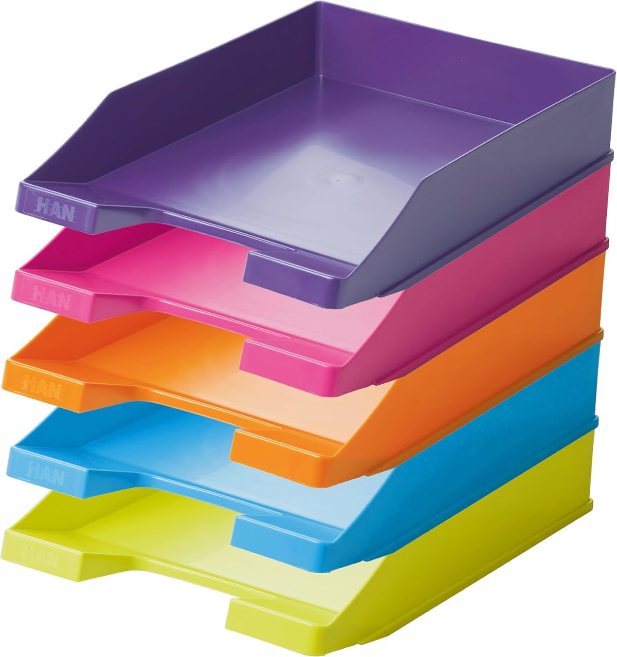 Han Briefablage A4 modern Colours je 1 orange, hellblau, pink, hellgün und lila (5er Pack)