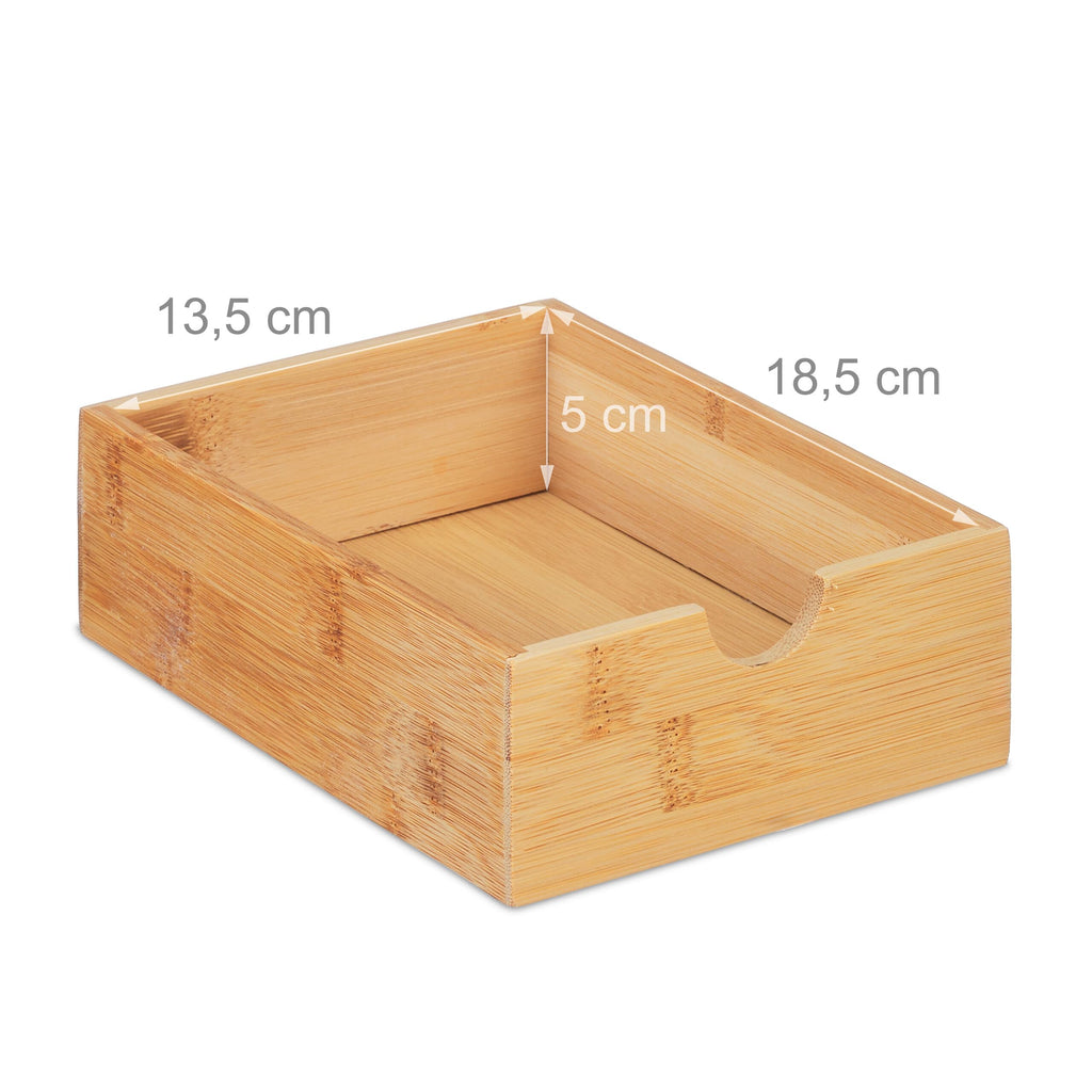 Relaxdays Schubladenbox, Bambus, 4 Schubladen, HxBxT: 27,5 x 16,5 x 21 cm, Schreibtisch Organizer, Büro, Natur/weiß