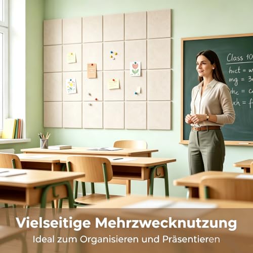 Filz Pinnwand Selbstklebend, 6 Stück 30 x 30 cm, Beige