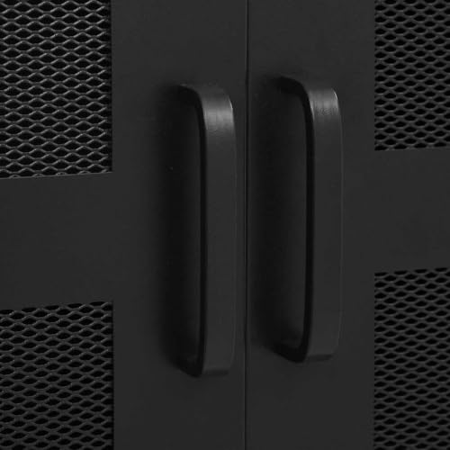 Büroschrank mit Maschengittertüren industriell aus Stahl 75×40×120 cm, 3 Fächer 2 Schubladen mit Namensschildern, ideal für Büro, Archivierung und Aktenablage, robuste Ordnungslösung