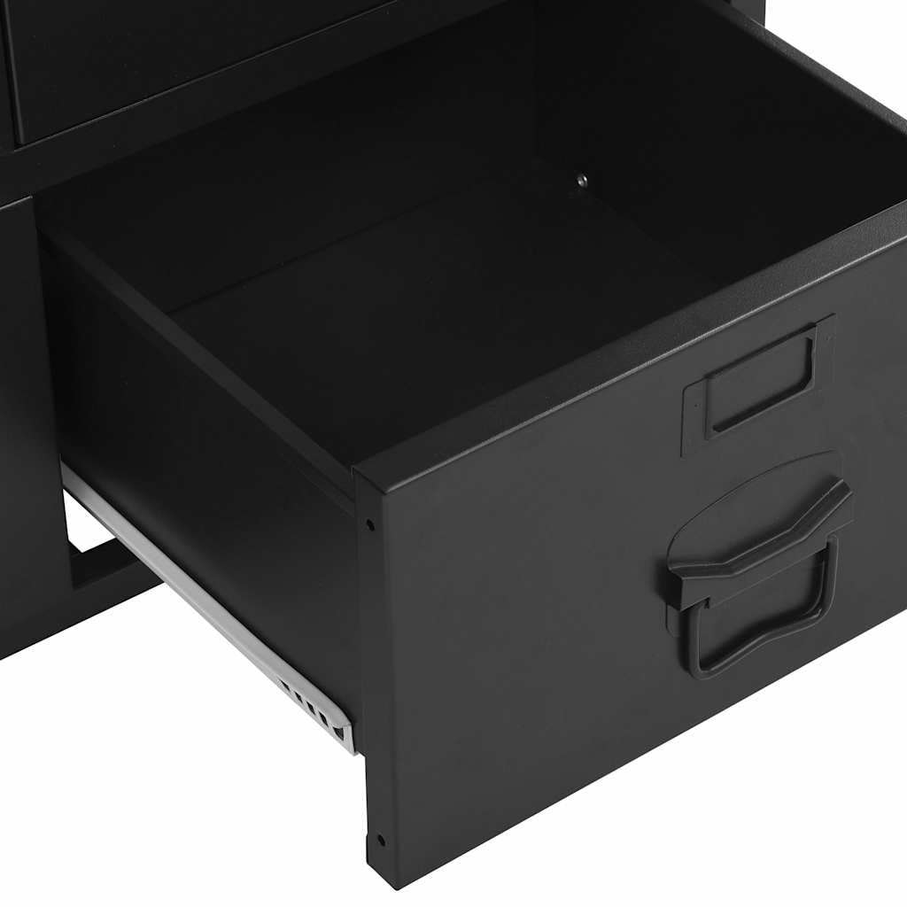 Büroschrank mit Maschengittertüren industriell aus Stahl 75×40×120 cm, 3 Fächer 2 Schubladen mit Namensschildern, ideal für Büro, Archivierung und Aktenablage, robuste Ordnungslösung