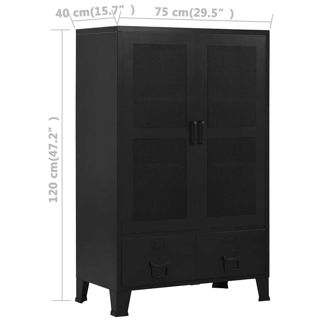 Büroschrank mit Maschengittertüren industriell aus Stahl 75×40×120 cm, 3 Fächer 2 Schubladen mit Namensschildern, ideal für Büro, Archivierung und Aktenablage, robuste Ordnungslösung