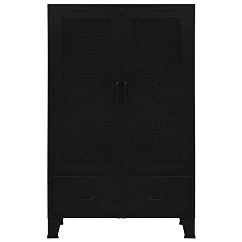Büroschrank mit Maschengittertüren industriell aus Stahl 75×40×120 cm, 3 Fächer 2 Schubladen mit Namensschildern, ideal für Büro, Archivierung und Aktenablage, robuste Ordnungslösung