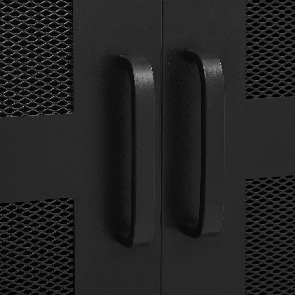 Büroschrank mit Maschengittertüren industriell aus Stahl 75×40×120 cm, 3 Fächer 2 Schubladen mit Namensschildern, ideal für Büro, Archivierung und Aktenablage, robuste Ordnungslösung