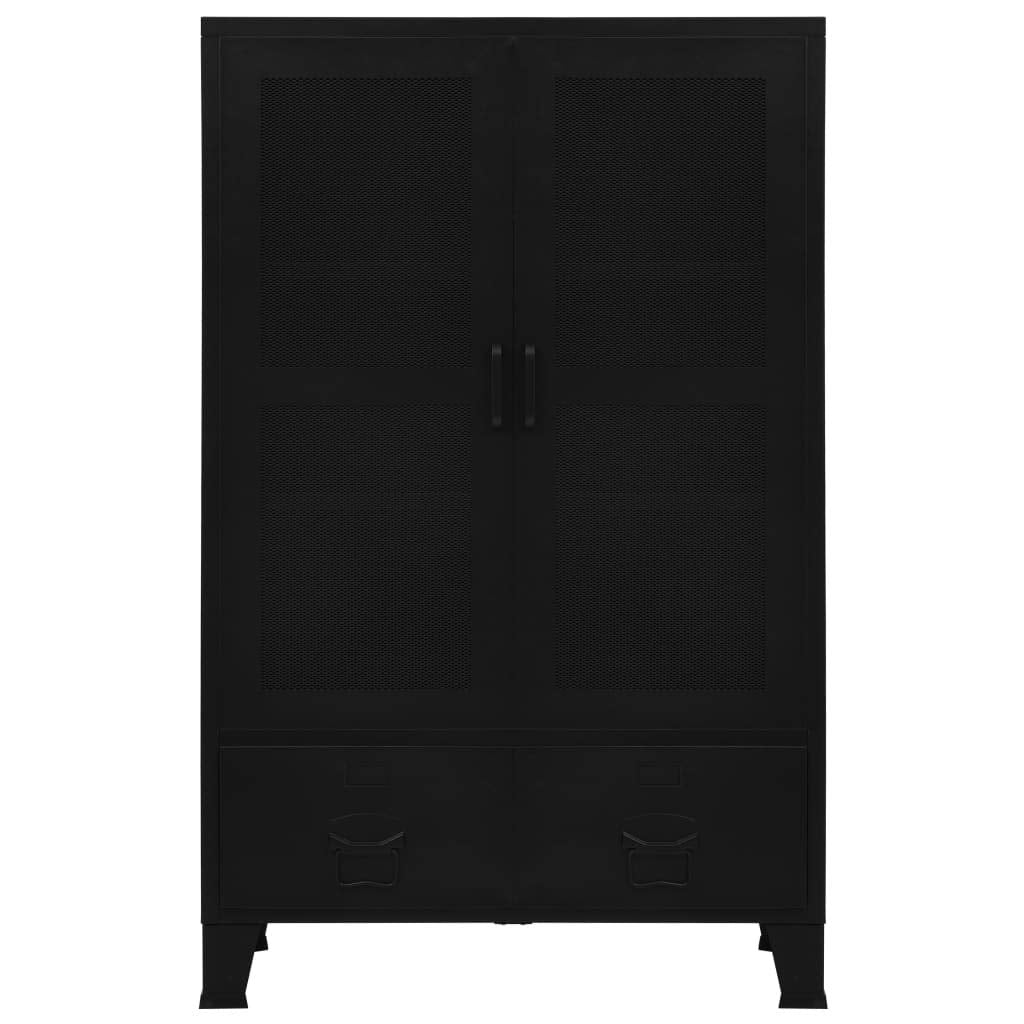 Büroschrank mit Maschengittertüren industriell aus Stahl 75×40×120 cm, 3 Fächer 2 Schubladen mit Namensschildern, ideal für Büro, Archivierung und Aktenablage, robuste Ordnungslösung