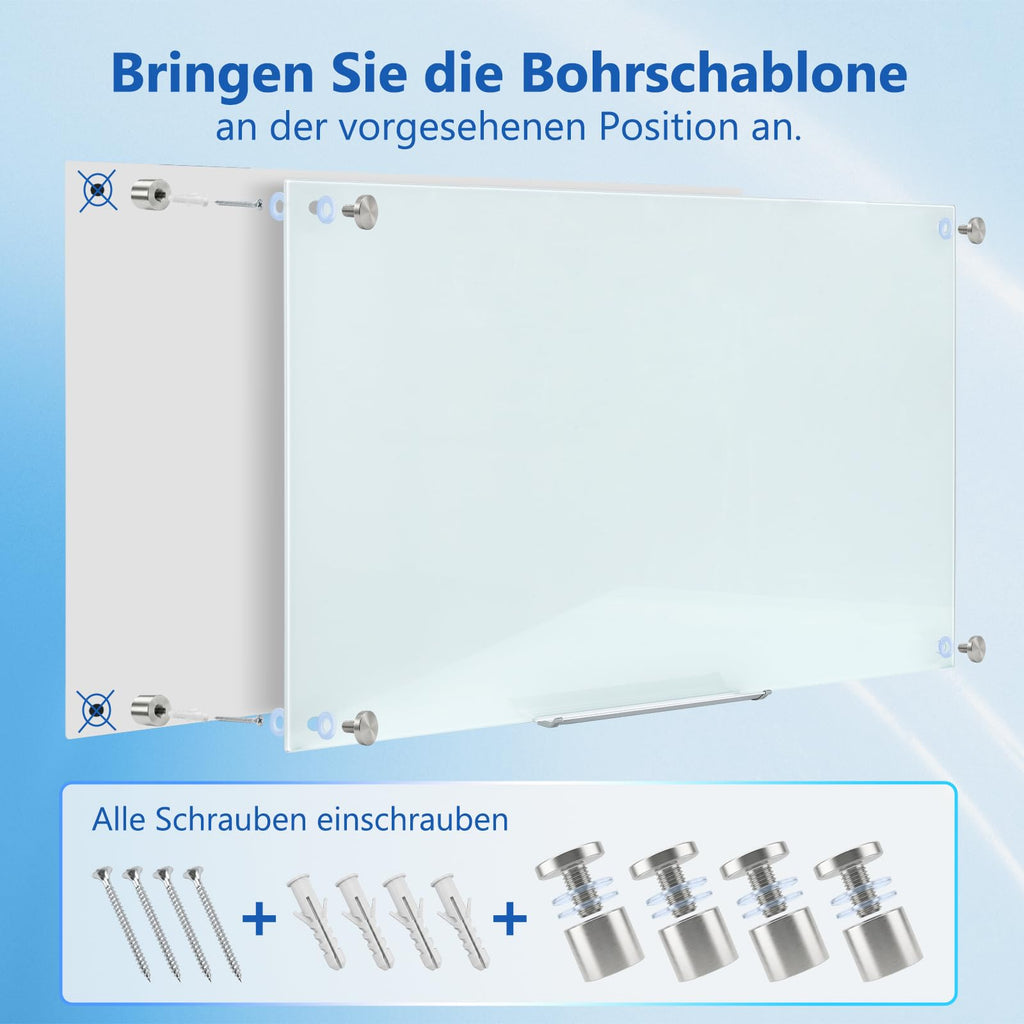 Comix Glas-Magnettafel 60x90 cm Weiß,Rahmenloses Kratzfest & abwischbar