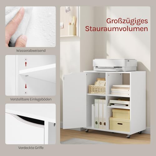 WOLTU Aktenschrank mit Rollen, Druckertisch mit 3 offenen Fächern