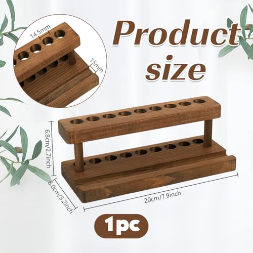 PandaHall Stiftständer aus Massivholz mit 9 Steckplätzen, 20x8x6.8cm, Braun
