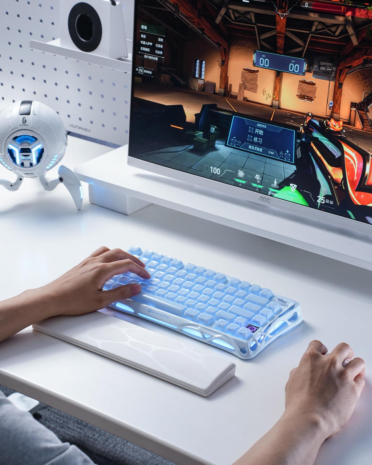 GravaStar Tastatur Handgelenkauflage Pad-Weiß