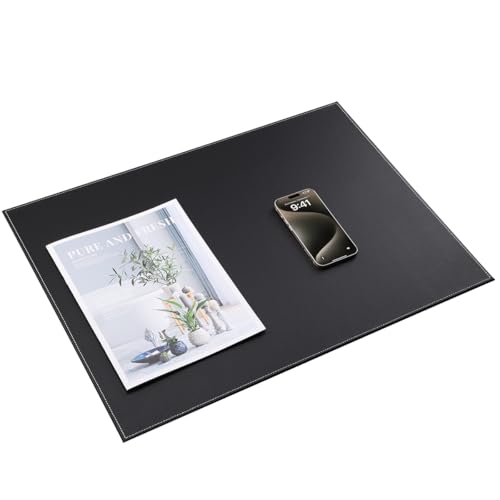 KINGFOM Schreibtischunterlage PU Leder Schreibtisch Unterlage, Schwarz Schreibunterlage/Schreibtisch Unterlegmatte/Tischunterlage Schreibtisc (Schwarz-A110)