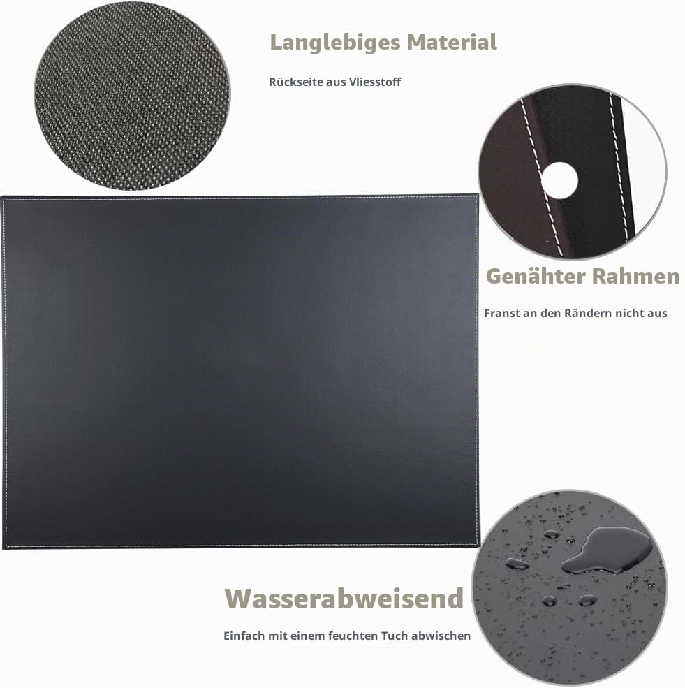 KINGFOM Schreibtischunterlage PU Leder Schreibtisch Unterlage, Schwarz Schreibunterlage/Schreibtisch Unterlegmatte/Tischunterlage Schreibtisc (Schwarz-A110)