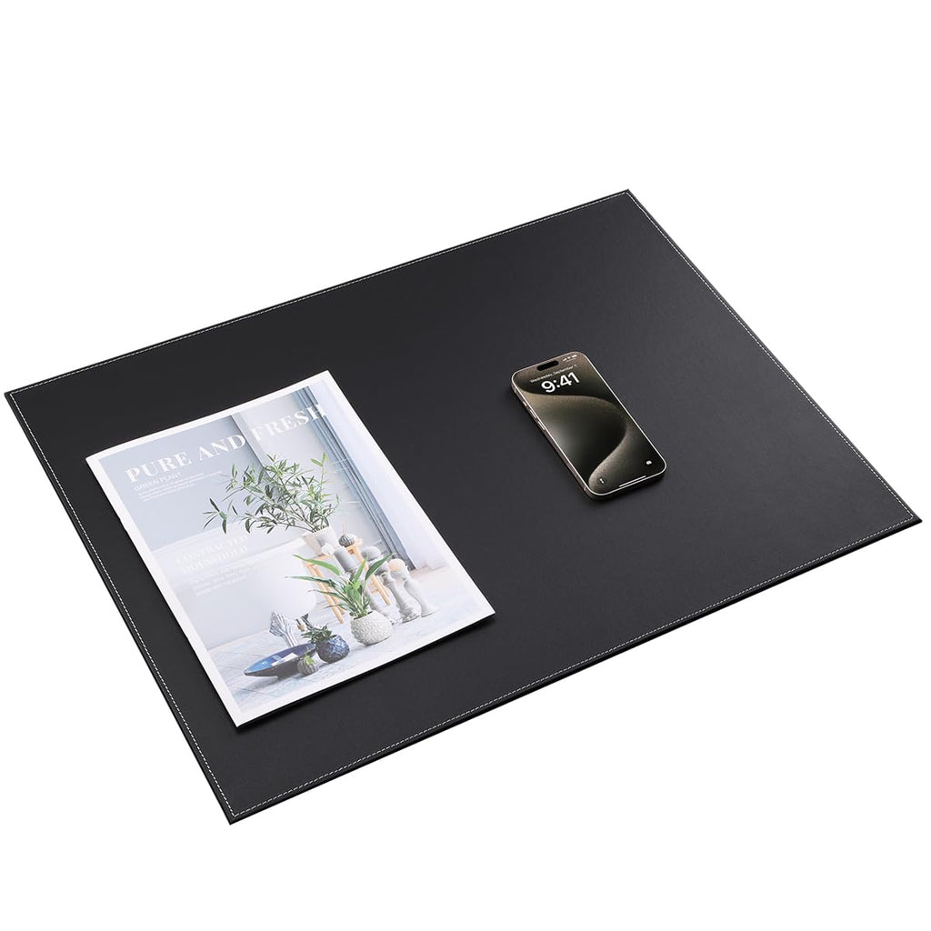 KINGFOM Schreibtischunterlage PU Leder Schreibtisch Unterlage, Schwarz Schreibunterlage/Schreibtisch Unterlegmatte/Tischunterlage Schreibtisc (Schwarz-A110)
