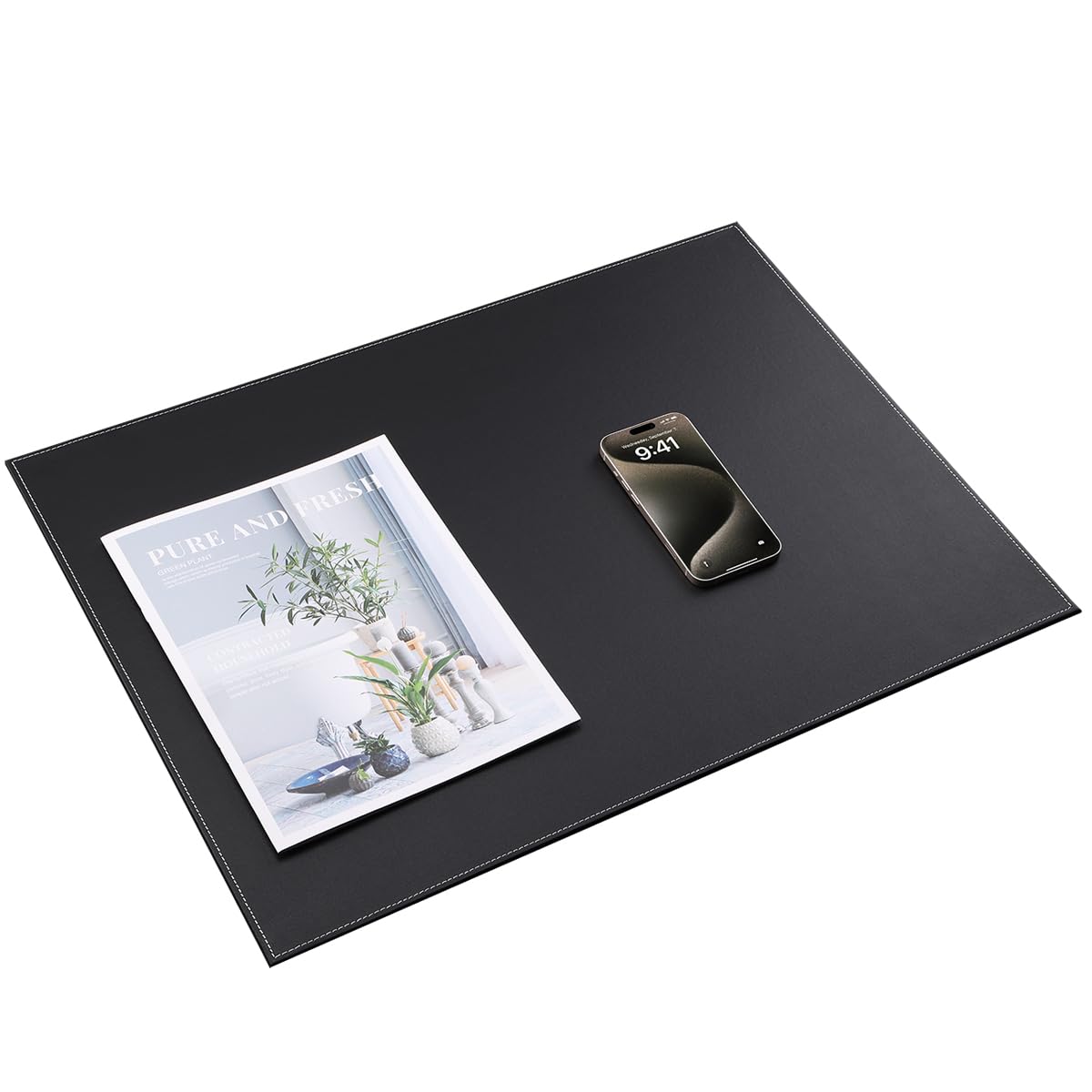 KINGFOM Schreibtischunterlage PU Leder Schreibtisch Unterlage, Schwarz Schreibunterlage/Schreibtisch Unterlegmatte/Tischunterlage Schreibtisc (Schwarz-A110)