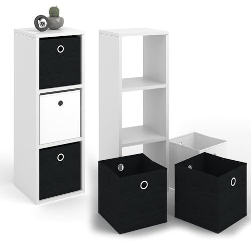 Vicco Raumteiler Hylda, Weiß, 28.4 x 82.8 cm, zur Raumtrennung und Aufbewahrung von Büchern und Boxen