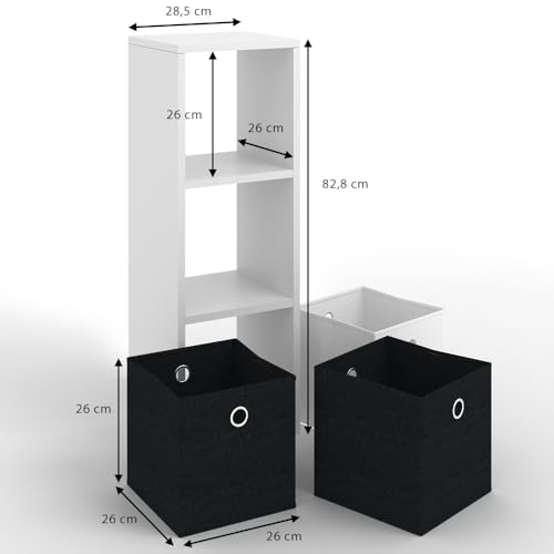 Vicco Raumteiler Hylda, Weiß, 28.4 x 82.8 cm, zur Raumtrennung und Aufbewahrung von Büchern und Boxen