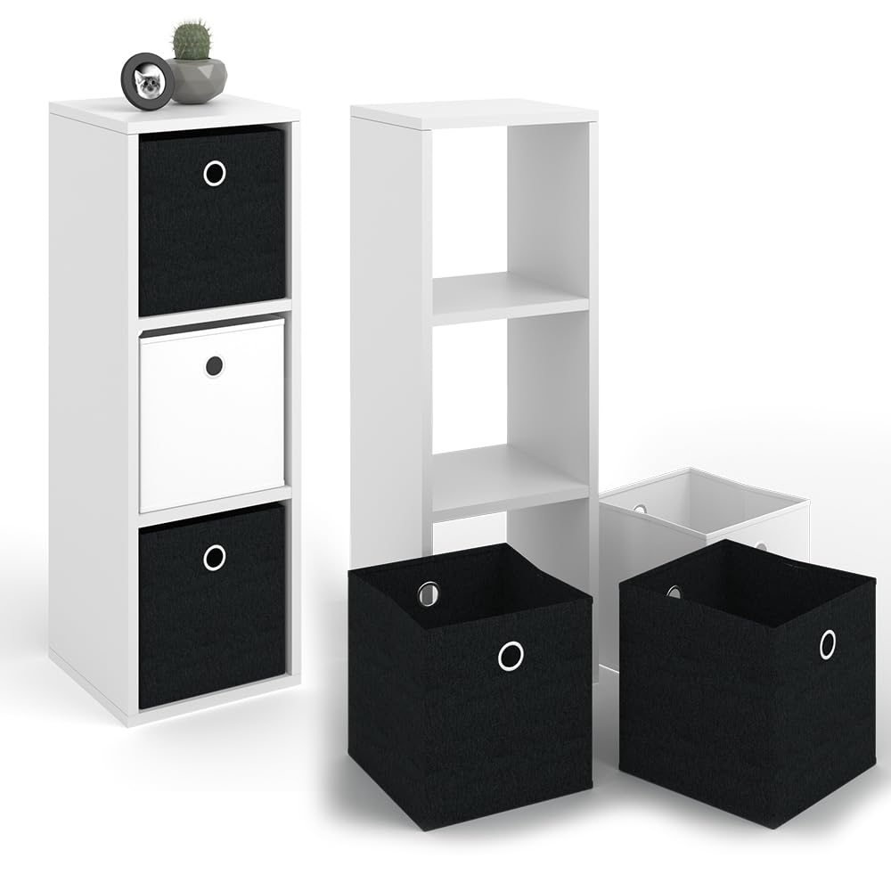 Vicco Raumteiler Hylda, Weiß, 28.4 x 82.8 cm, zur Raumtrennung und Aufbewahrung von Büchern und Boxen