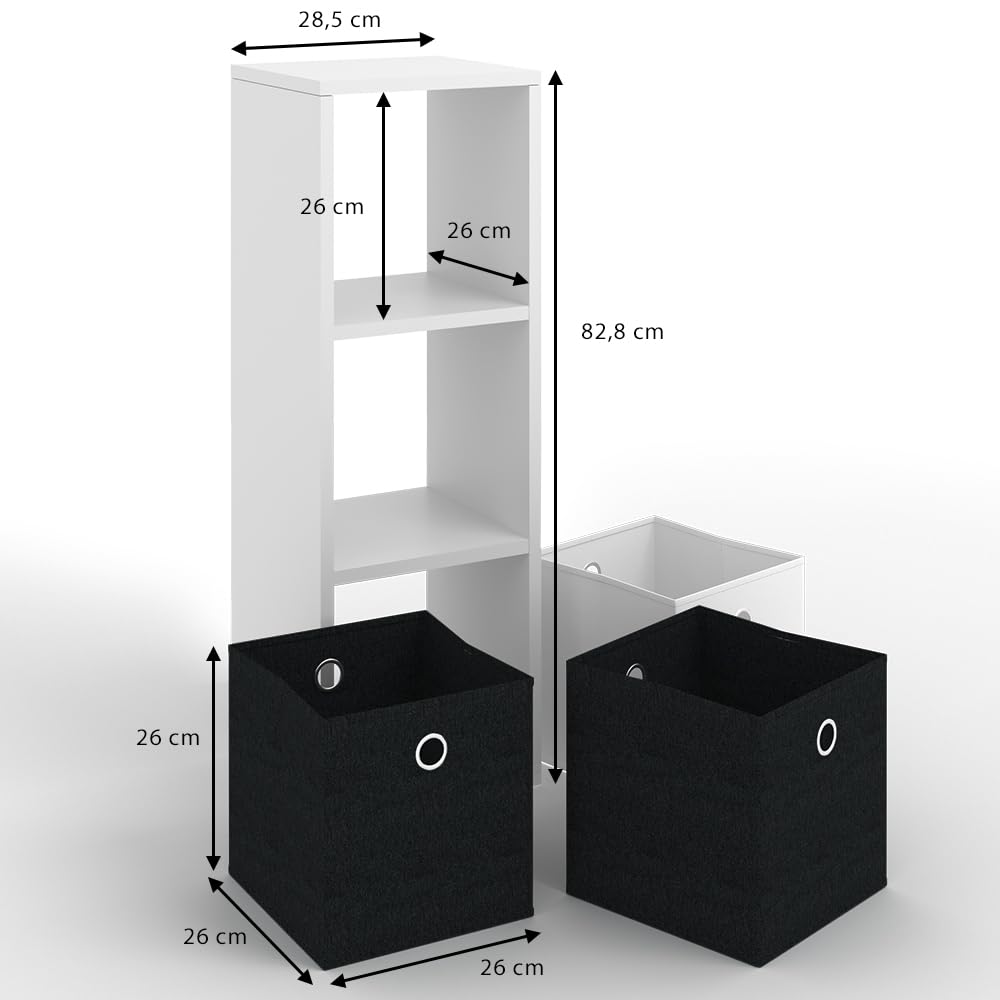 Vicco Raumteiler Hylda, Weiß, 28.4 x 82.8 cm, zur Raumtrennung und Aufbewahrung von Büchern und Boxen
