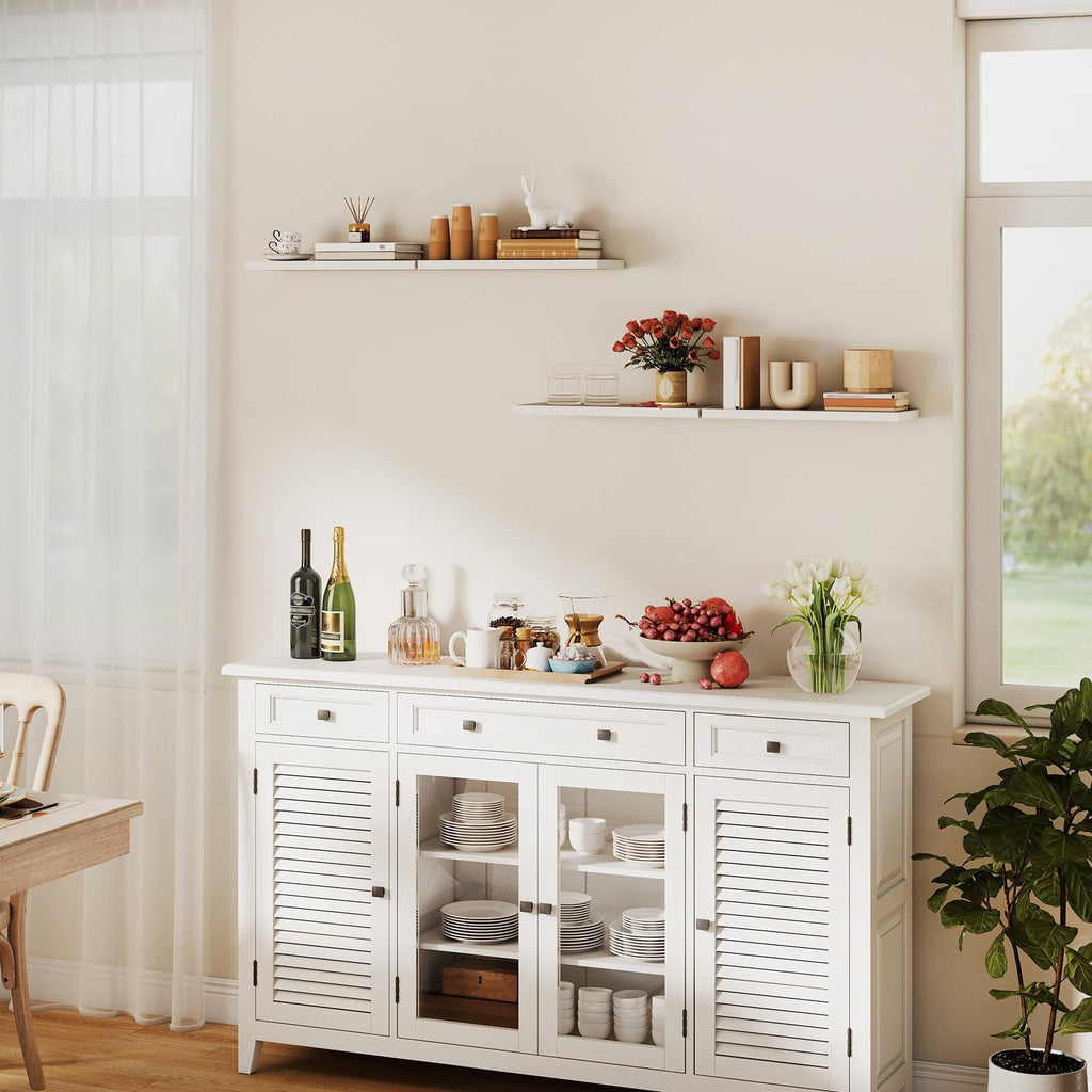 Somdot Wandregal Schlafzimmer, 40cm, T-Halterungen, 4er Set, Weiß