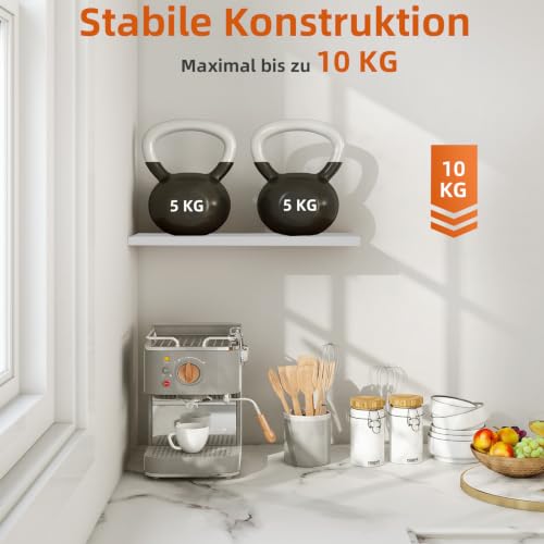 Somdot Wandregal Schlafzimmer, 40cm, T-Halterungen, 4er Set, Weiß