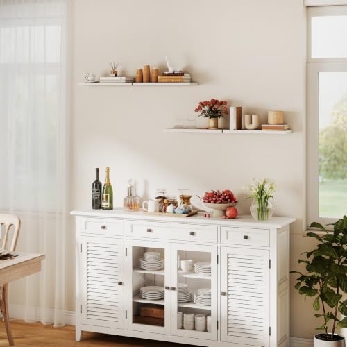 Somdot Wandregal Schlafzimmer, 40cm, T-Halterungen, 4er Set, Weiß