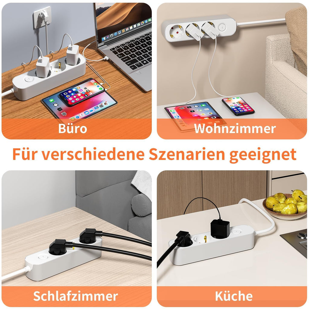 Realmade Steckdosenleiste 3-Fach, Mehrfachsteckdose mit Schalter 3M