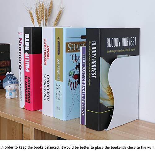 Qualsen Verstellbar Buchstütze Metall für Schule Bibliothek, Weiß x 1