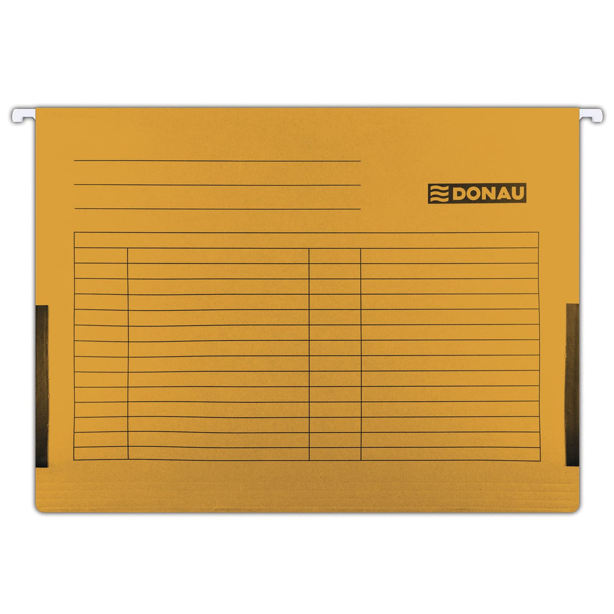 DONAU 7420905-12 Hängetasche mit Leinenfröschen| Aus Recycling-Karton 230 GSM für DIN A4 Farbe: Orange | 5er Packung| auswechselbarem Blanko-Schildchen|