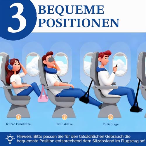 Fußhängematte Flugzeug, Memory-Schaum & Bambus, Verstellbar