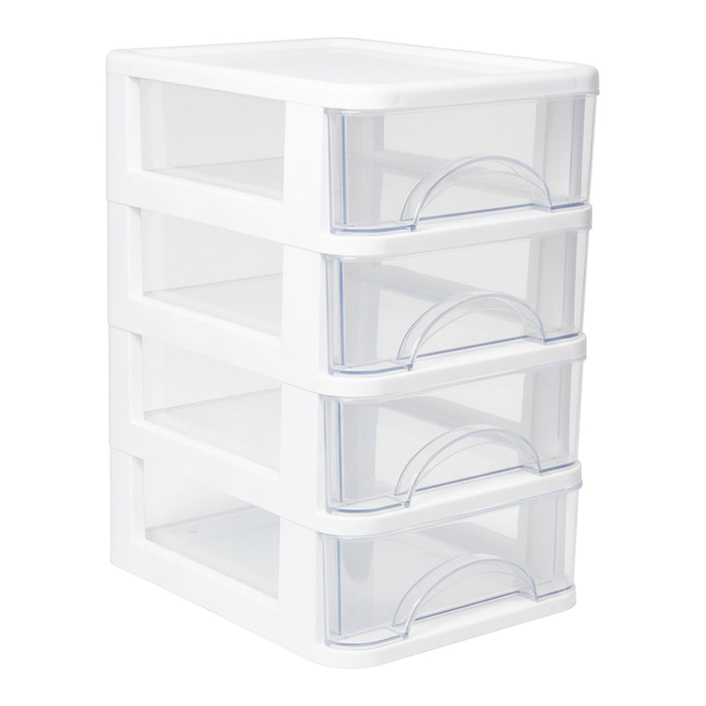 Schubladenbox 4 Schubladen Transparent PP Kunststoff 14,2x18,3x23,5 cm