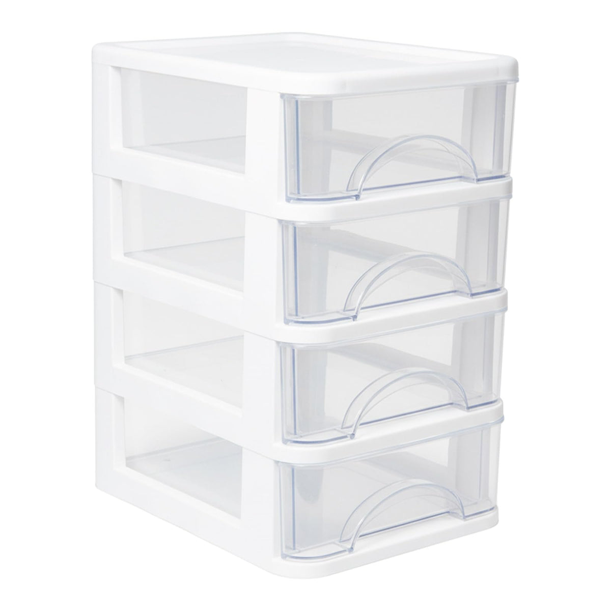 Schubladenbox 4 Schubladen Transparent PP Kunststoff 14,2x18,3x23,5 cm