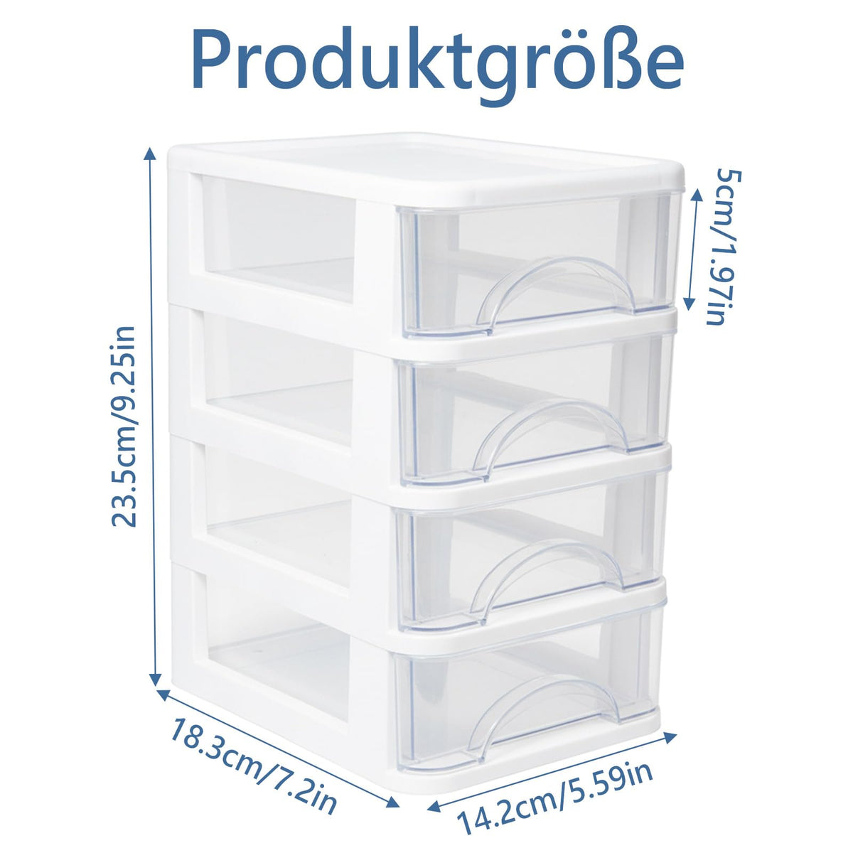 Schubladenbox 4 Schubladen Transparent PP Kunststoff 14,2x18,3x23,5 cm