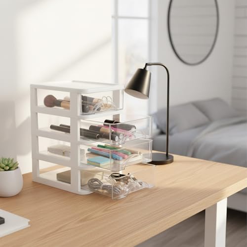 Schubladenbox 4 Schubladen Transparent PP Kunststoff 14,2x18,3x23,5 cm