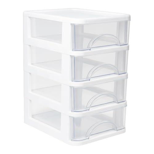 Schubladenbox 4 Schubladen Transparent PP Kunststoff 14,2x18,3x23,5 cm