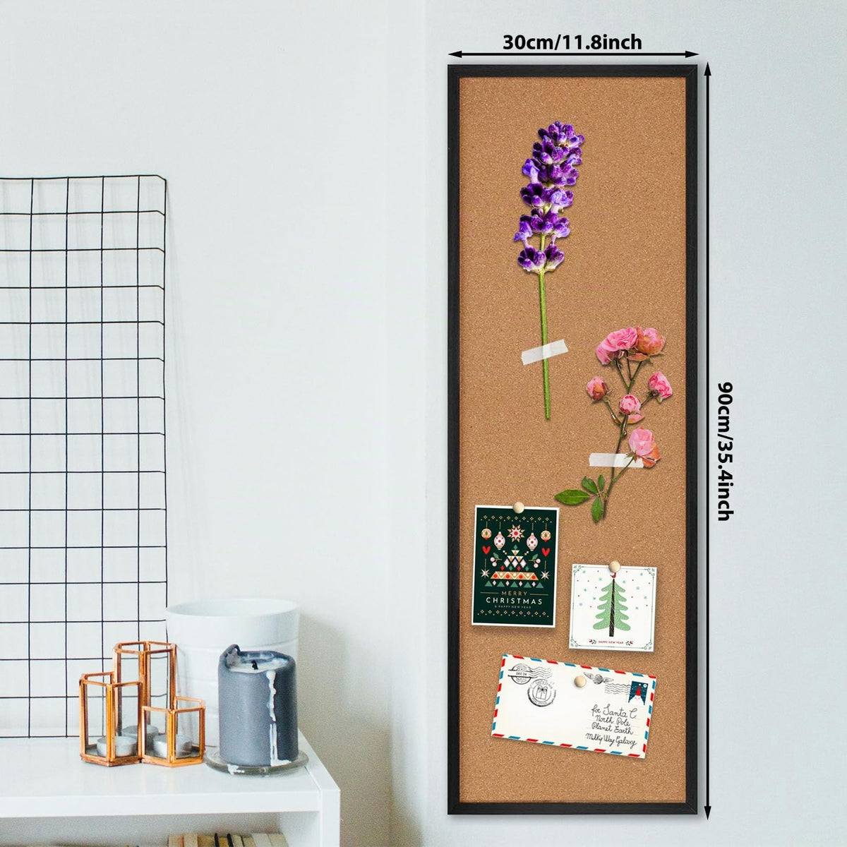 Okydoky Pinnwand Kork 90 x 30 cm,Korkwand für Heimdekoration,Office,Kork Pinnwand,pinwand korktafel groß,Schwarz Holzrahmen(BK-3090)